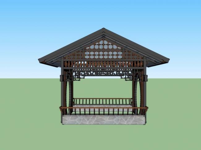 Sketchup小品模型|木亭，中式风格，小品