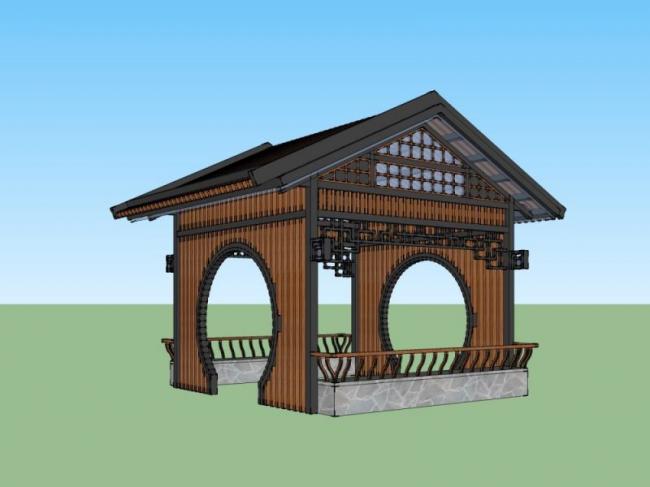 Sketchup小品模型|木亭，中式风格，小品