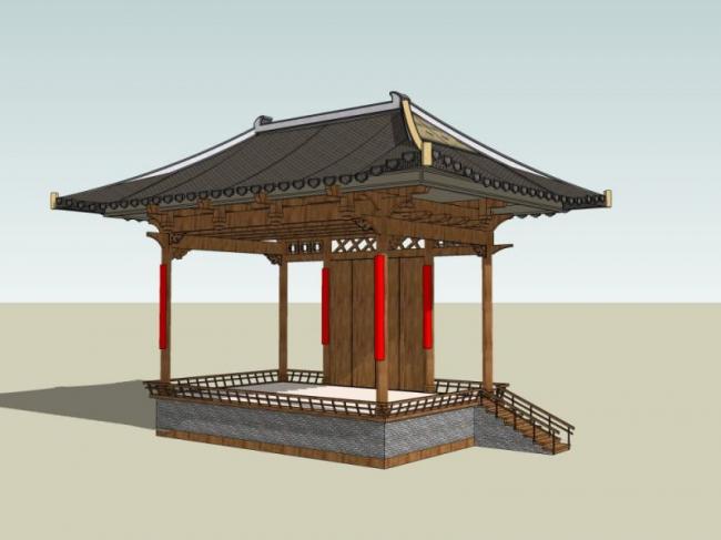 Sketchup小品模型|亭子，中式风格，小品