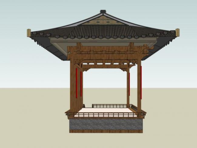 Sketchup小品模型|亭子，中式风格，小品