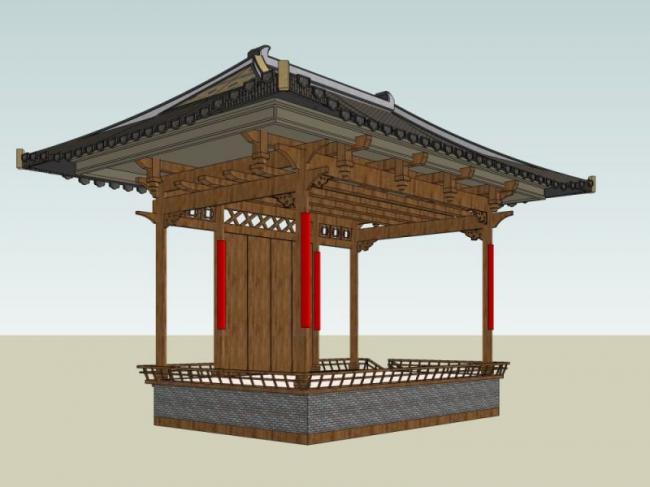 Sketchup小品模型|亭子，中式风格，小品