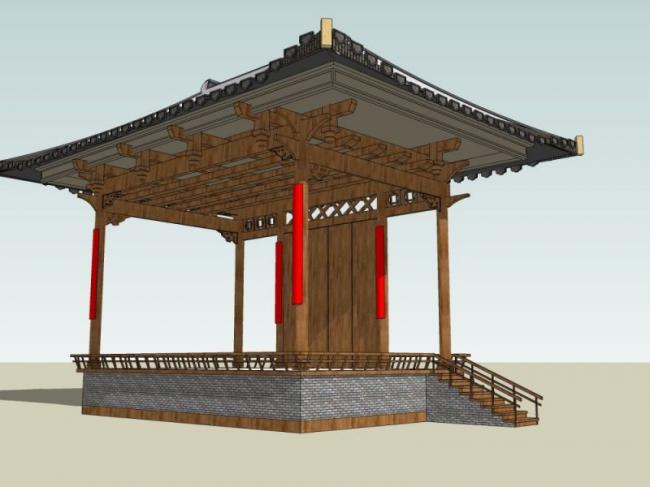 Sketchup小品模型|亭子，中式风格，小品