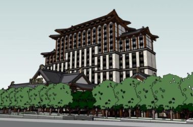 Sketchup酒店模型|高层酒店，中式风格，南湖德胜和酒店投标方案-BIM建筑网