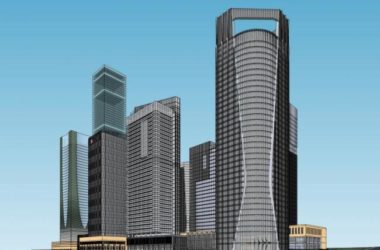 Sketchup办公模型|高层办公楼，金融中心，现代风格-BIM建筑网