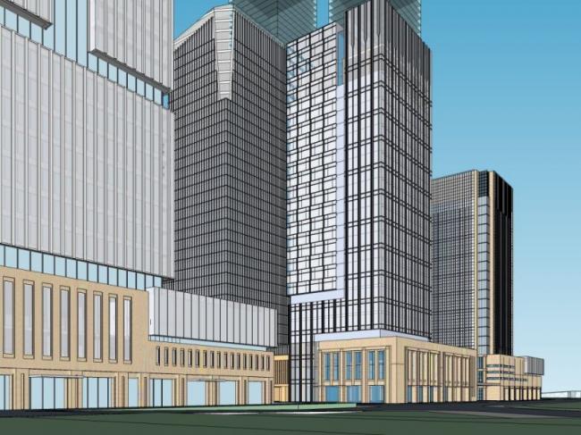 Sketchup办公模型|高层办公楼，金融中心，现代风格