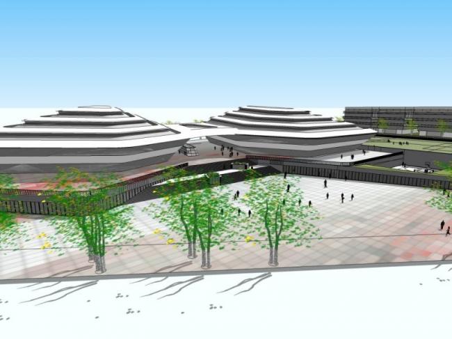 Sketchup学校模型|多层大学学校，校园教育建筑，现代风格