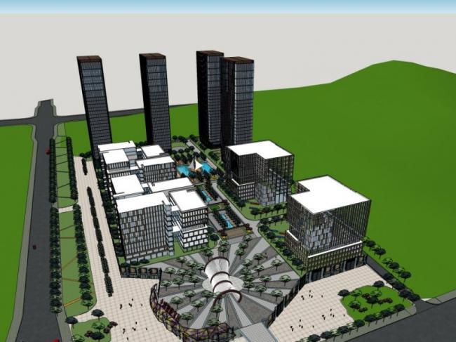 Sketchup综合体模型|多高层综合体，办公楼，酒店，商业，公寓，现代风格