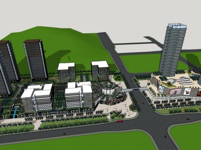 Sketchup综合体模型|多高层综合体，办公楼，酒店，商业，公寓，现代风格