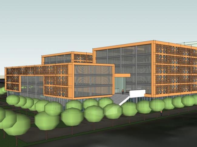 Sketchup办公模型|多层办公楼，现代中式风格