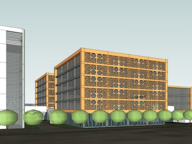 Sketchup办公模型|多层办公楼，现代中式风格