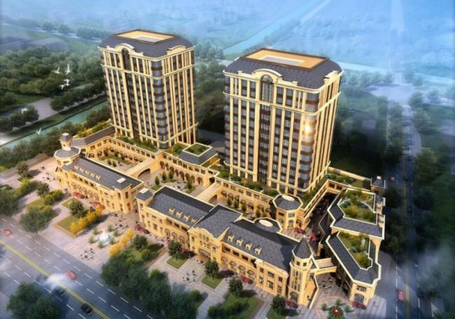 Sketchup办公模型|多层办公楼，底层商业，现代风格