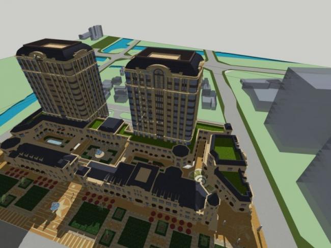 Sketchup办公模型|多层办公楼，底层商业，现代风格