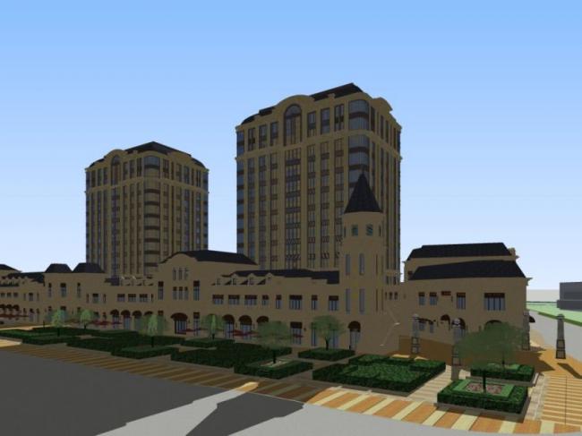 Sketchup办公模型|多层办公楼，底层商业，现代风格