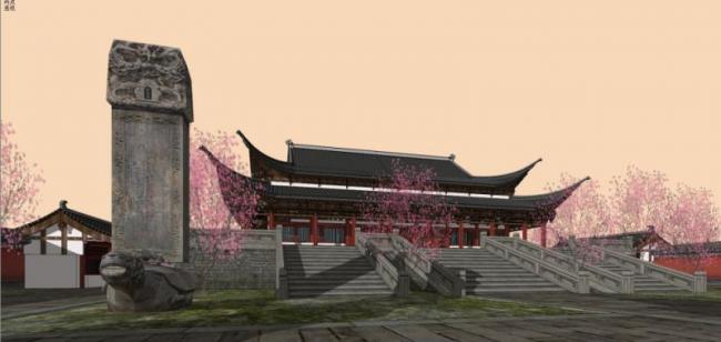 Sketchup古建筑模型|多层寺庙，古寺古庙，中式风格，古建