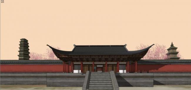 Sketchup古建筑模型|多层寺庙，古寺古庙，中式风格，古建