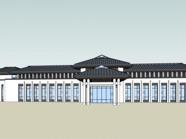 Sketchup酒店模型|多层酒店，中式风格