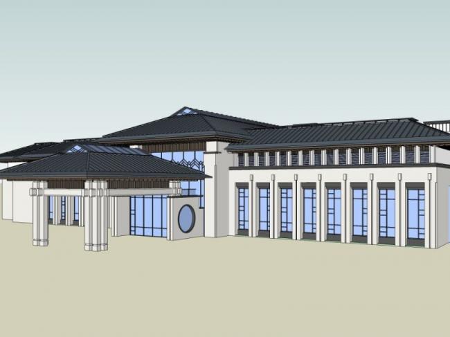 Sketchup酒店模型|多层酒店，中式风格