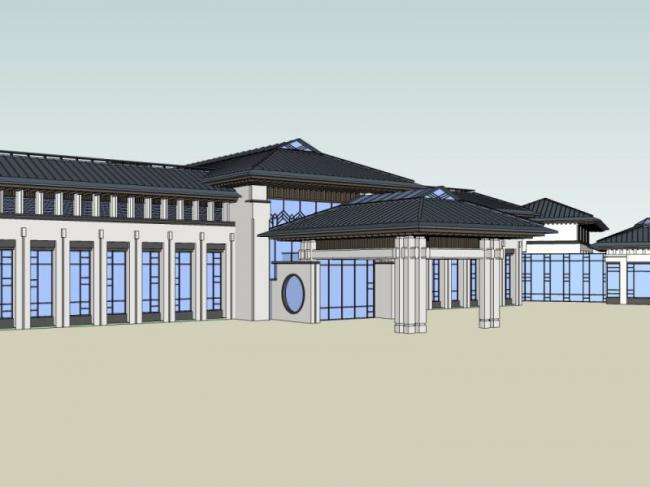 Sketchup酒店模型|多层酒店，中式风格