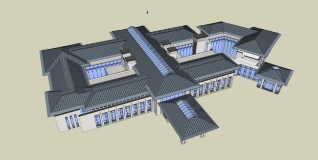 Sketchup酒店模型|多层酒店，中式风格