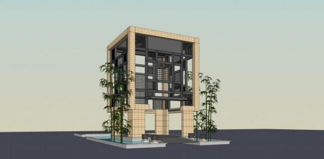 Sketchup小品模型|亭子，现代风格，小品