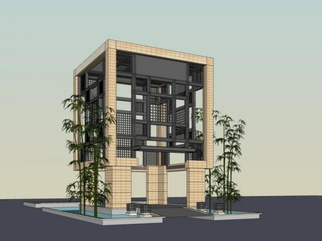 Sketchup小品模型|亭子，现代风格，小品