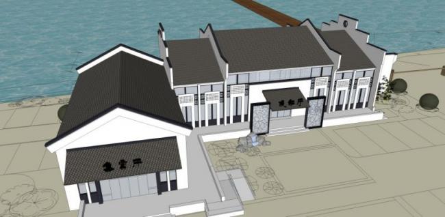 Sketchup车站路桥|码头，中式风格