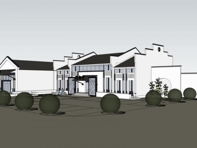 Sketchup车站路桥|码头，中式风格