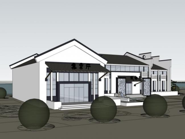 Sketchup车站路桥|码头，中式风格