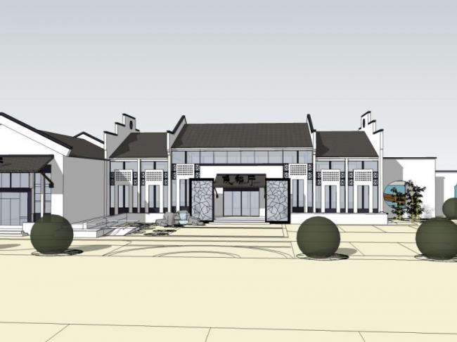 Sketchup车站路桥|码头，中式风格