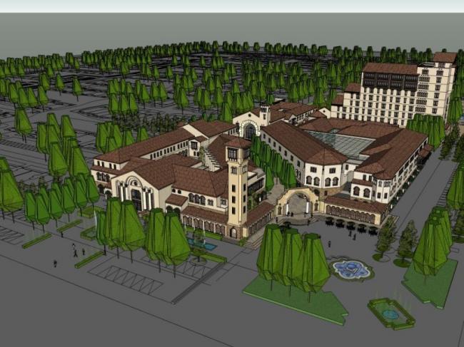 Sketchup商业模型|多层社区商业，古典风格