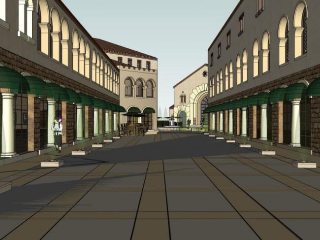 Sketchup商业模型|多层社区商业，古典风格