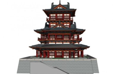 Sketchup古建筑模型|多层阁楼，中式风格，古建-BIM建筑网