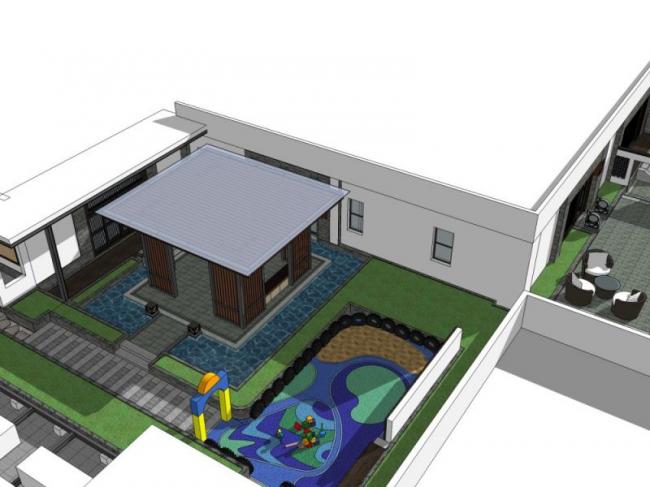 Sketchup景观模型|屋顶花园，现代风格