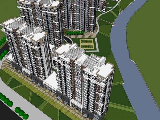 Sketchup住宅模型|高层住宅小区，现代风格