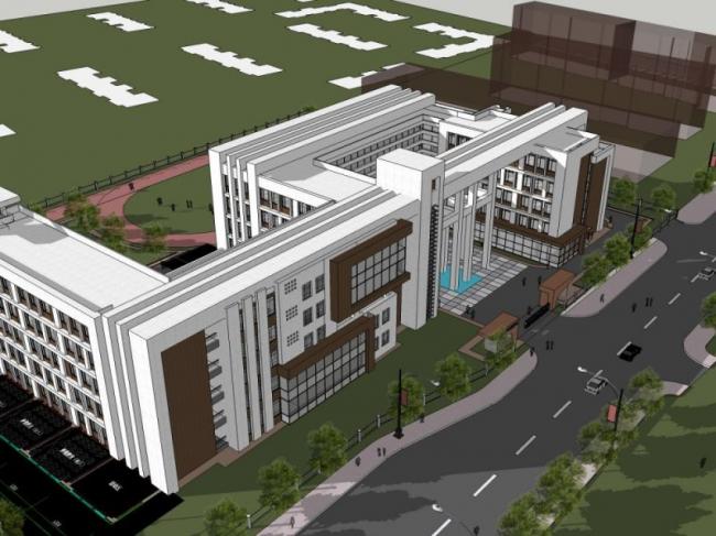 Sketchup学校模型|多层学校，校园教育建筑，现代风格