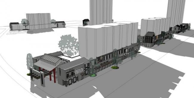 Sketchup商业模型|多层商业街，现代风格