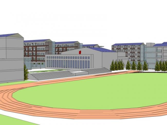 Sketchup学校模型|多层学校，校园教育建筑，现代风格