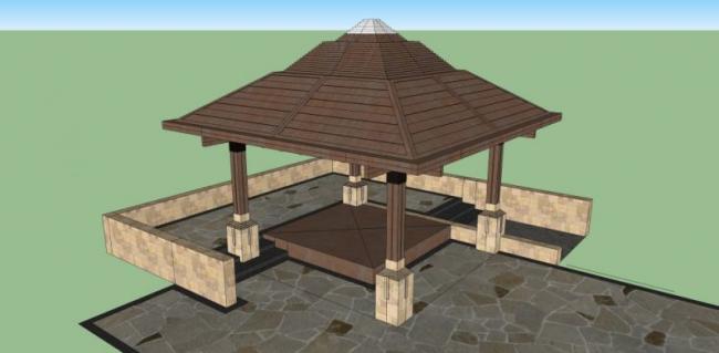 Sketchup小品模型|亭子，古典风格，小品