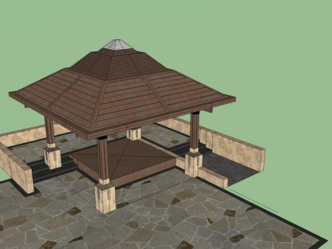Sketchup小品模型|亭子，古典风格，小品