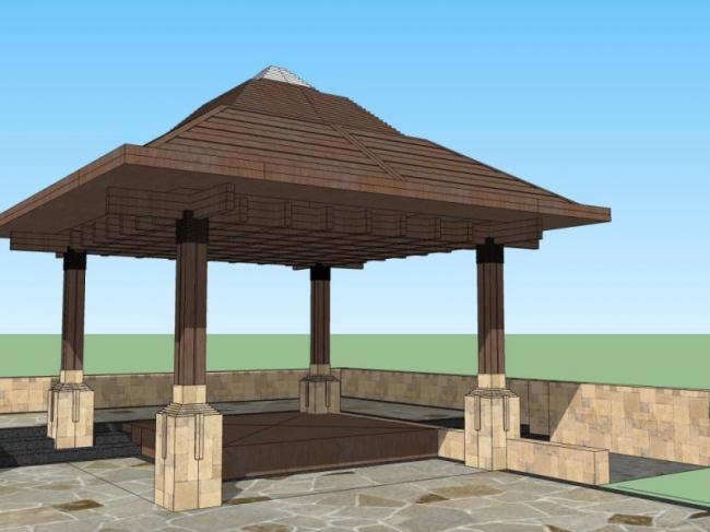 Sketchup小品模型|亭子，古典风格，小品