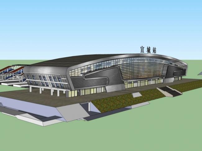 Sketchup车站路桥|火车站，现代风格