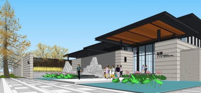 Sketchup商业模型|低层售楼处，现代风格