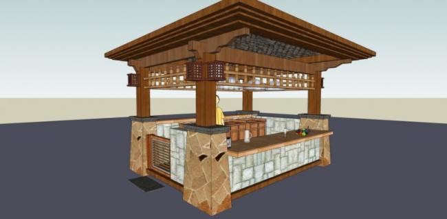 Sketchup小品模型|亭子，古典风格，小品