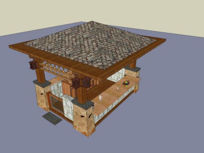 Sketchup小品模型|亭子，古典风格，小品