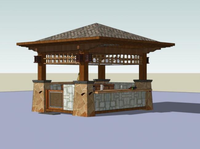Sketchup小品模型|亭子，古典风格，小品