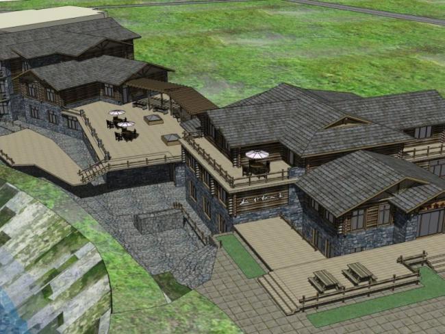 Sketchup酒店模型|多层旅馆，中式风格