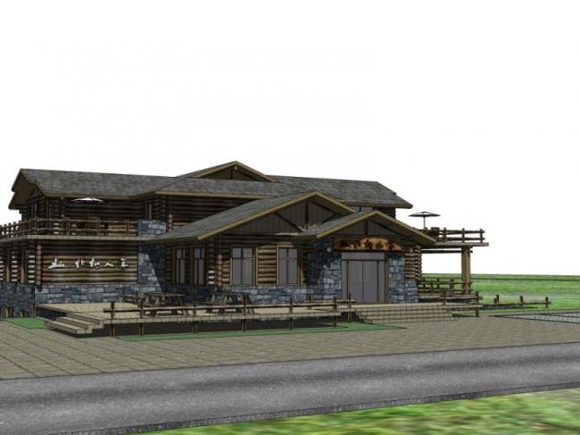 Sketchup酒店模型|多层旅馆，中式风格