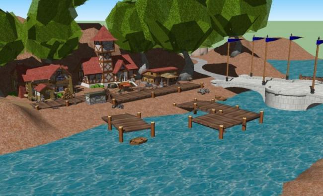 Sketchup酒店模型|多层浅滩度假区，古典风格