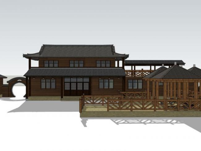 Sketchup酒店模型|多层酒店，中式风格