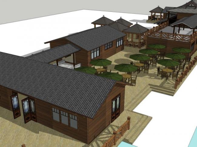 Sketchup酒店模型|多层酒店，中式风格